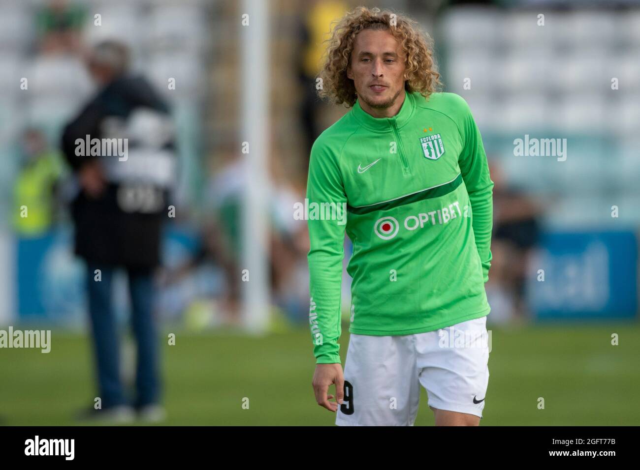 Dublino, Irlanda. 26 agosto 2021. Rauno Alliku di Flora durante i Play-off della UEFA Europa Conference League, seconda partita tra Shamrock Rovers e FC Flora Tallinn al Tallaght Stadium di Dublino, Irlanda, il 26 agosto 2021 (foto di Andrew SURMA/SIPA USA). Credit: Sipa USA/Alamy Live News Foto Stock