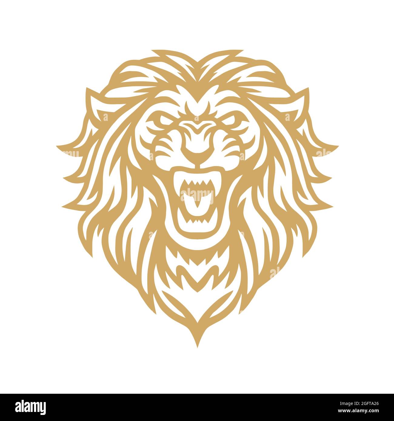 Rarring Lion Gold Logo Mascot Vector Illustrazione Vettoriale