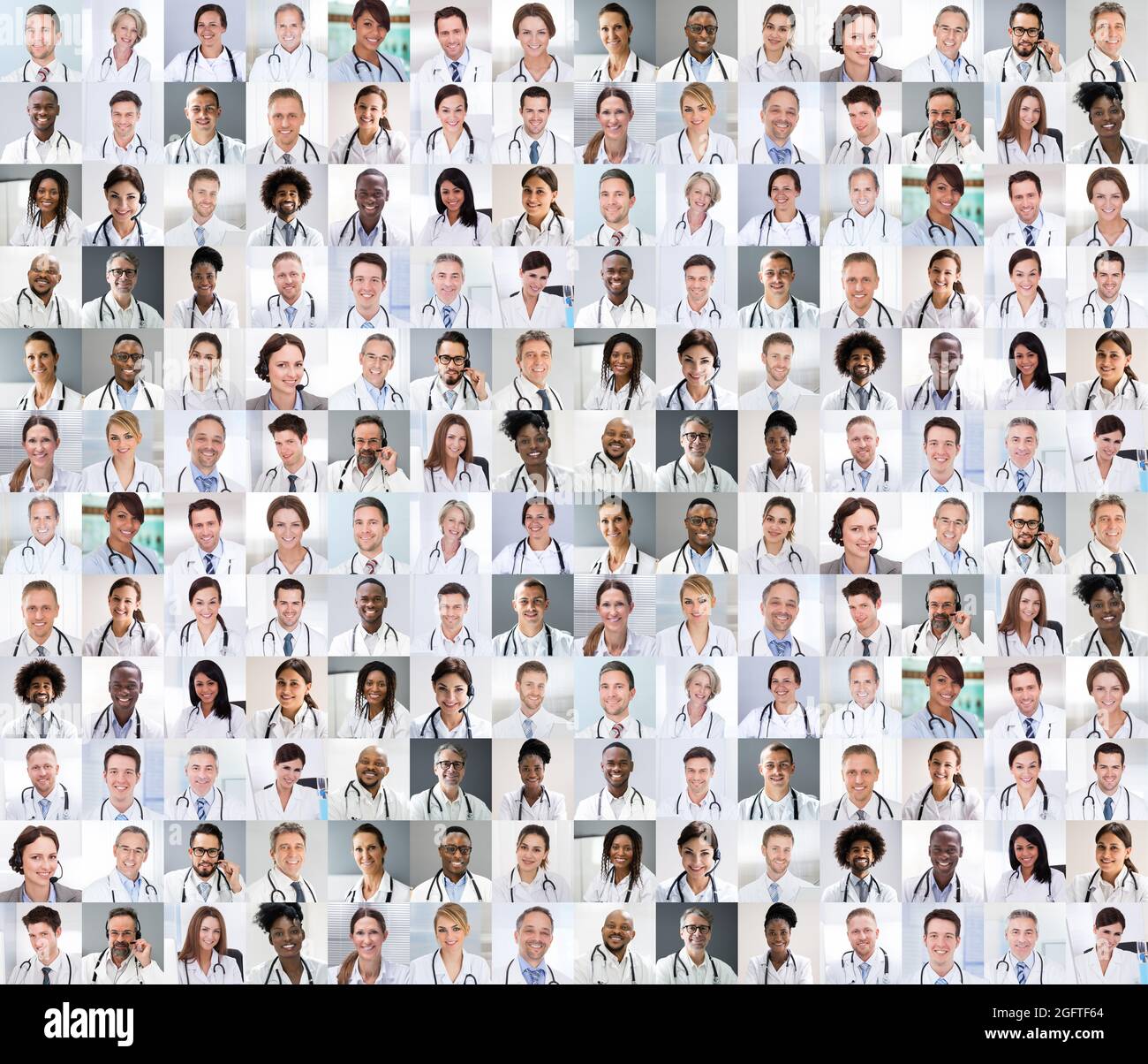Diversi medico multiculturale Dottore Photo Collage Headshot Foto Stock