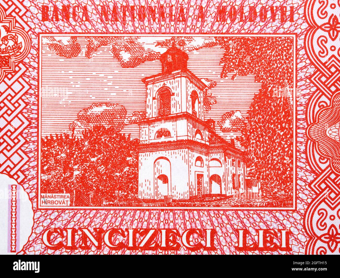 Monastero di Harbovaț da denaro moldavo - Leu Foto Stock
