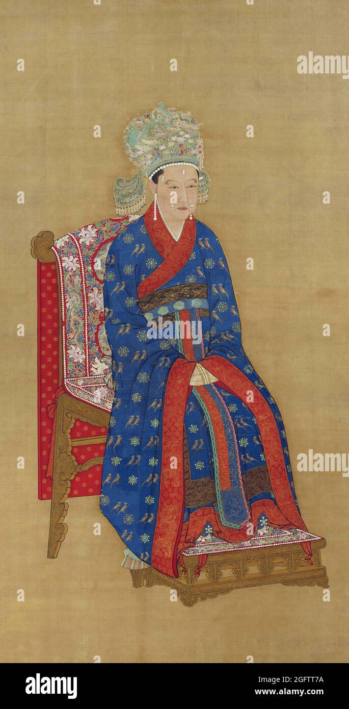 Cina: Imperatrice li Fengniang (1144 - 16 luglio 1200), consorte dell'Imperatore Guangzong, dodicesimo sovrano della Dinastia Song e terzo sovrano della Dinastia Song Meridionale (r.1189-1194). Pittura a scorrimento sospesa, c. 1189-1200. L'imperatrice li Fengniang, conosciuta anche come Cixian e Ciyi, fu consorte all'Imperatore Guangzong. Dominante e fortemente voluta, era famosa per essere spietata e scortese, agendo come governante de facto attraverso suo marito. Contò con l'Imperatore in pensione Gaozong e con il suocero Imperatore Xiaozong, e la sua presenza portò all'Imperatrice Dowager Wu costringendo l'Imperatore Guangzong ad abdicare. Foto Stock