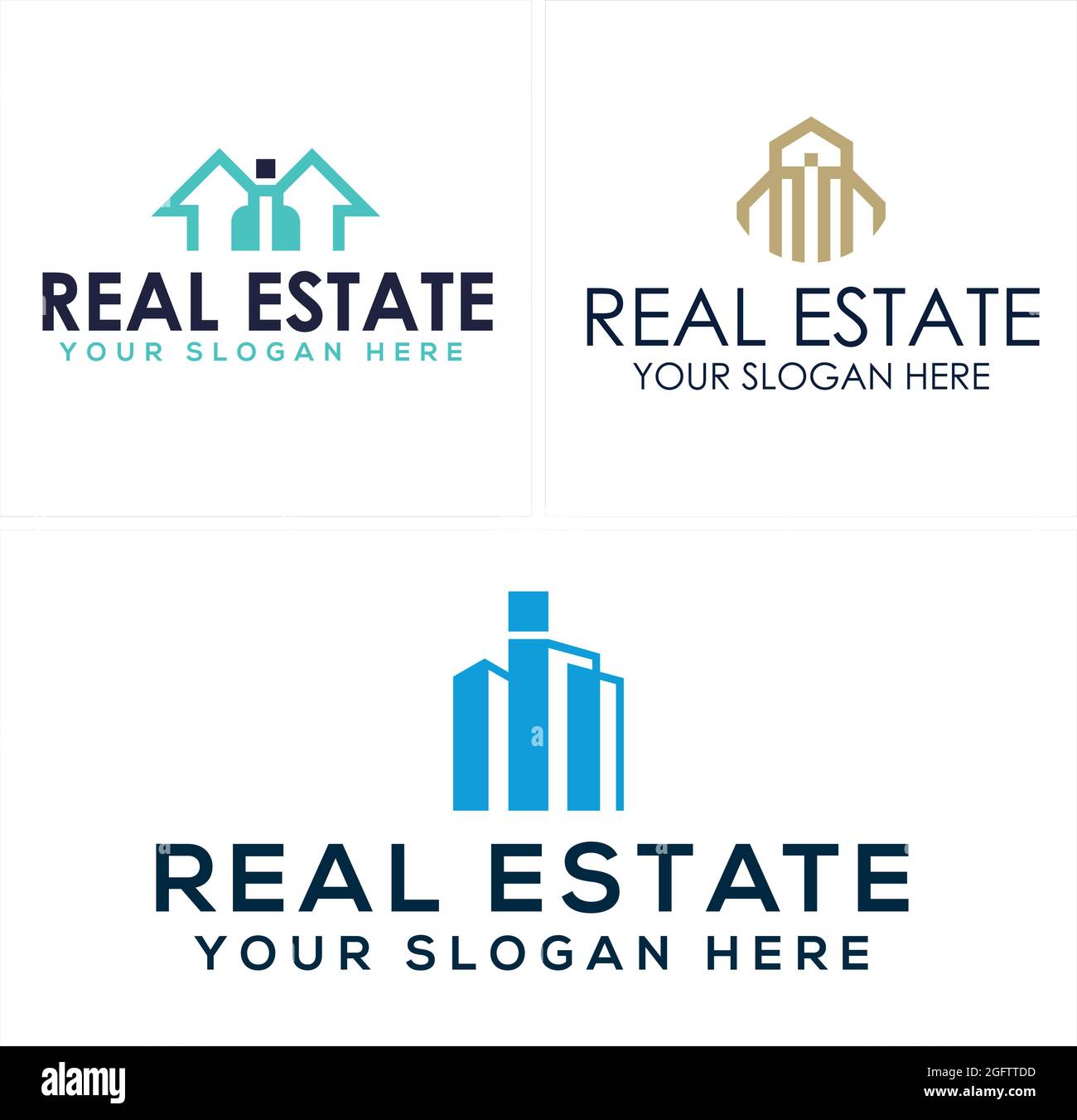 Modello vettoriale icona logo immobiliare Illustrazione Vettoriale