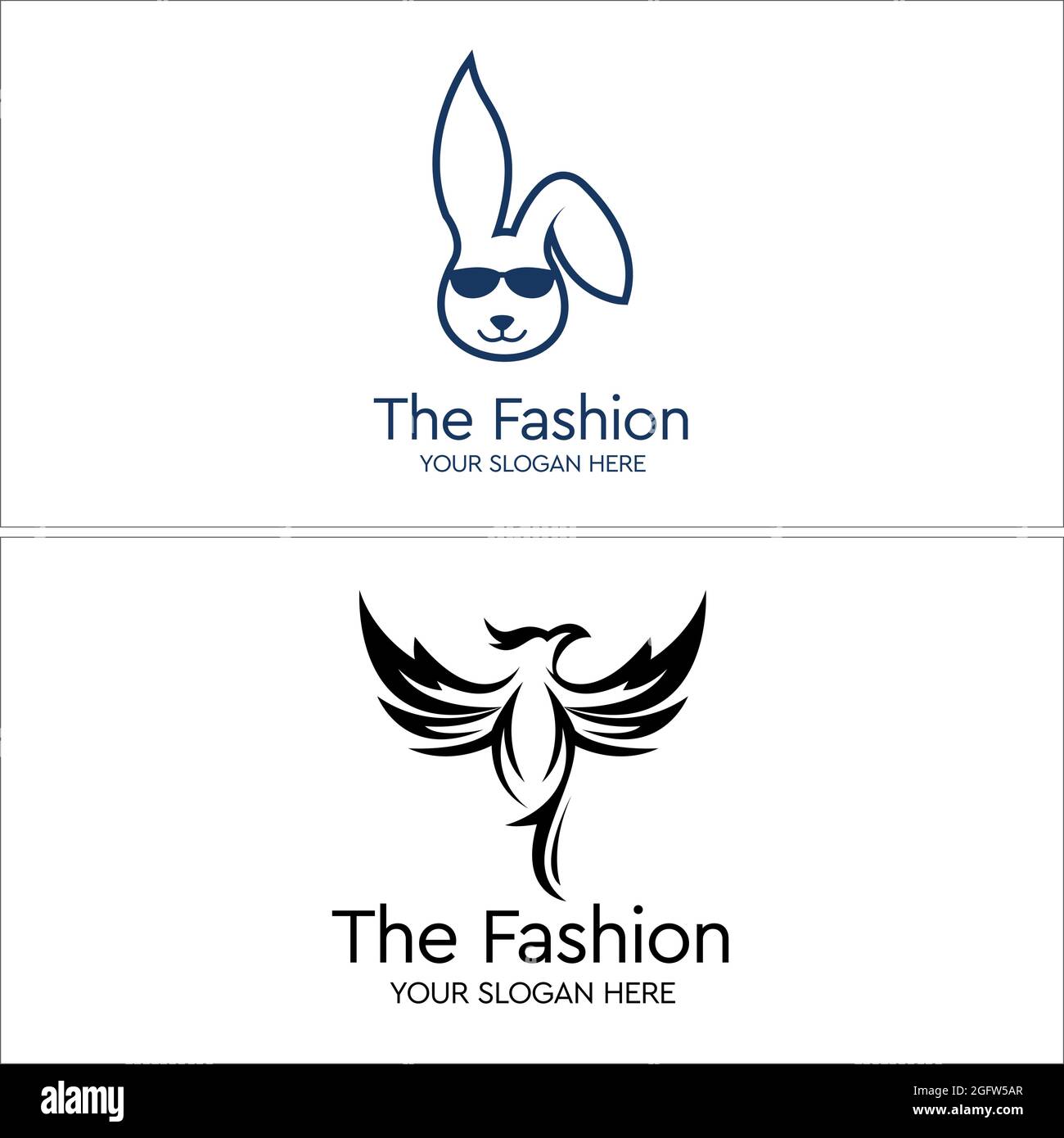 Il negozio di moda con il logo di coniglio e phoenix Illustrazione Vettoriale