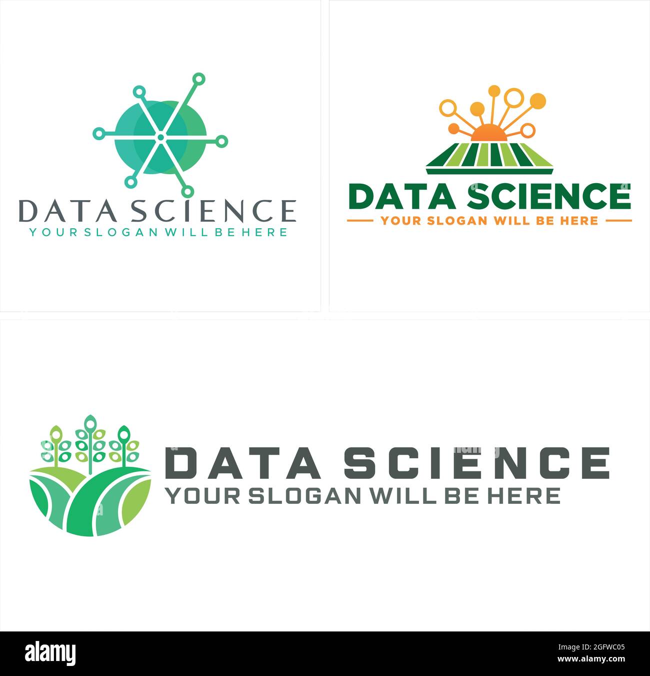 Green Plant natura logo vettoriale dati scientifici design Illustrazione Vettoriale