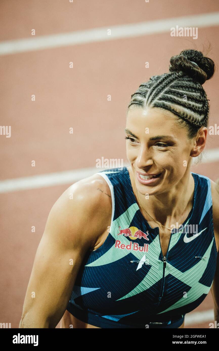 Losanna, Svizzera. 26 agosto 2021. Ivana Spanovic della Serbia ha visto al salto lungo delle donne durante la Wanda Diamond League 2021 all'Olympique de la Pontaise a Losanna. (Photo credit: Gonzlaes Photo - Tilman Jentzsch). Credit: Gonzales Photo/Alamy Live News Foto Stock