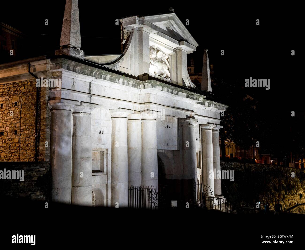 Porta San Giacomo a Bergamo, Italia Foto Stock