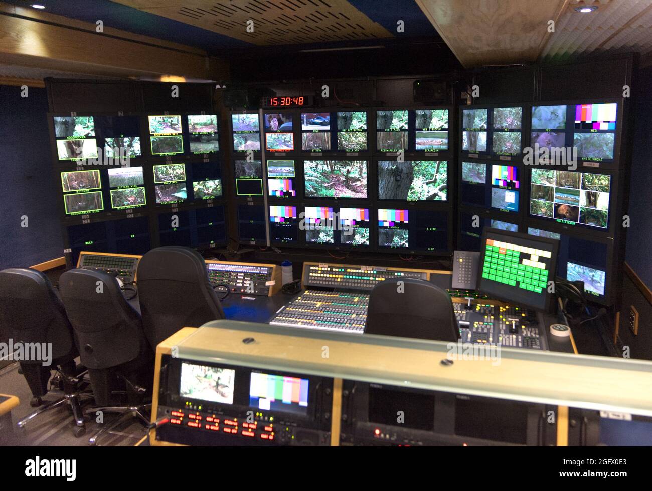 BBC Springwatch TV Program Main Outside Broadcast Control Room. Foto Stock