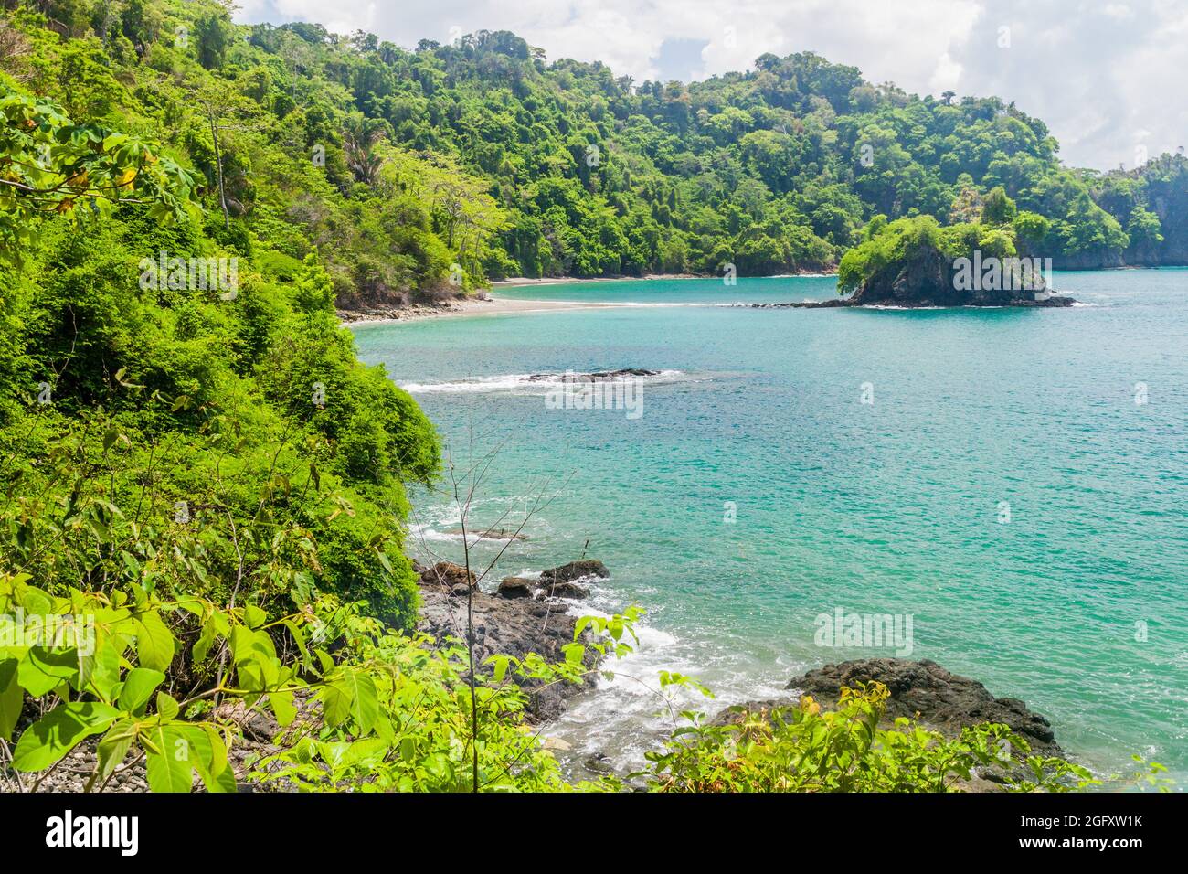 Costa oceanica nel Parco Nazionale Manuel Antonio, Costa Rica Foto Stock