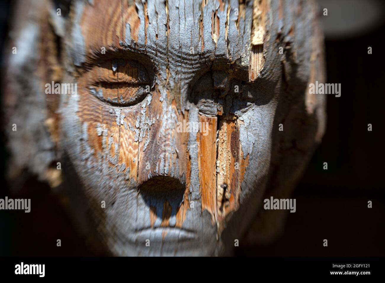 ID00868-00...IDAHO - una statua con pittura di peeling all'esterno di Diamond Lil's, un ristorante in Idaho City. Fotografato con un Lensbaby Sweetspot. Foto Stock