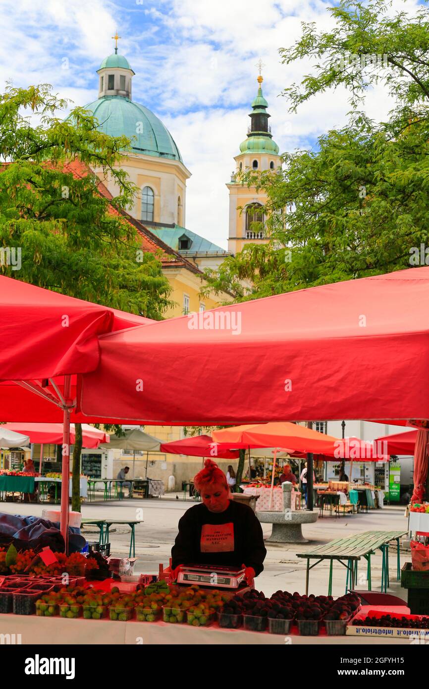 Mercato di Lubiana, Slovenia. Foto Stock