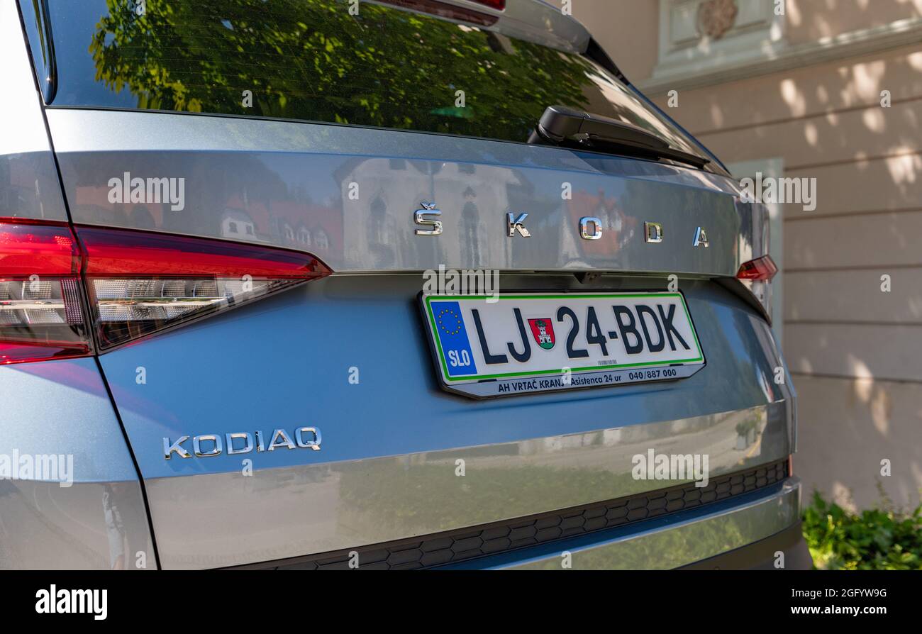 Un'immagine del retro di un Škoda Kodiaq. Foto Stock