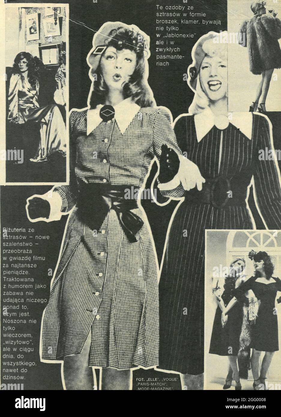 Vintage fashion photography retrò collage clipping 1960 1970 zdjęcie modowe vintage wycinek z gazety centerfold Foto Stock