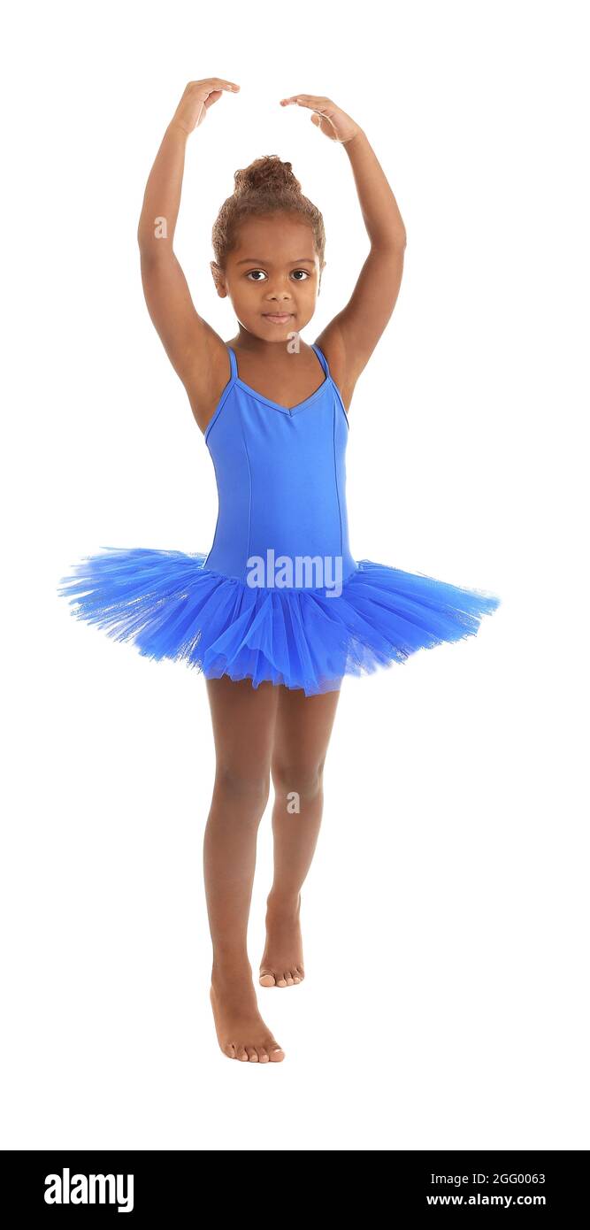 Simpatica ballerina africana americana su sfondo bianco Foto stock - Alamy