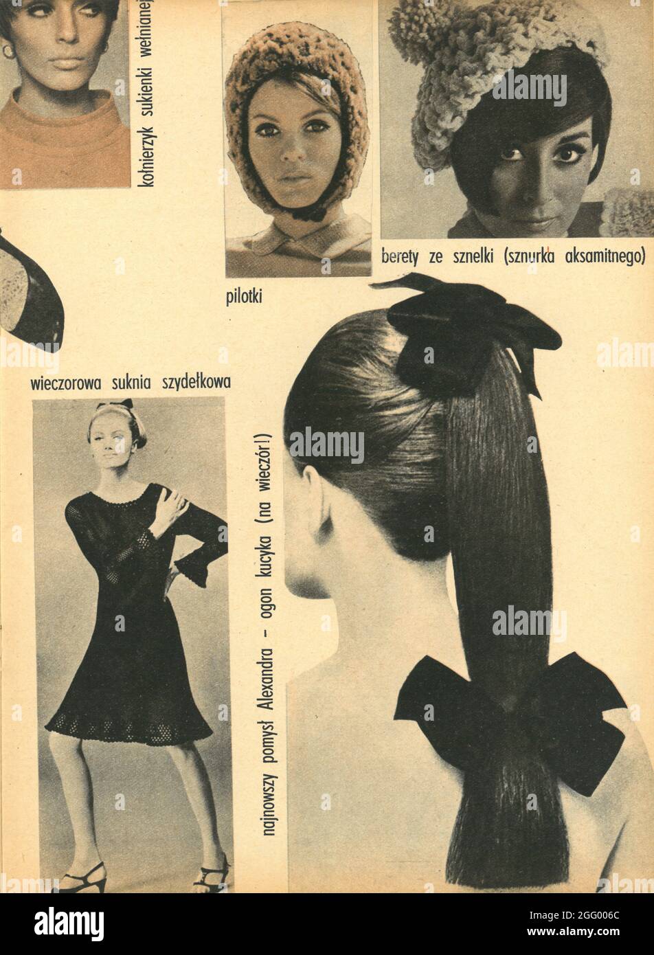 Vintage fashion photography retrò collage clipping 1960 1970 zdjęcie modowe vintage wycinek z gazety centerfold Foto Stock
