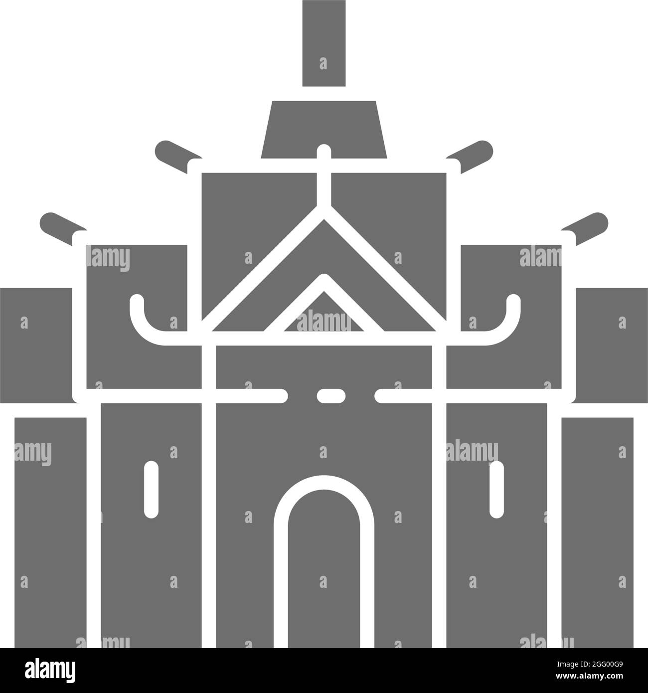 Palazzo reale in Thailandia, icona grigia di Bangkok. Illustrazione Vettoriale