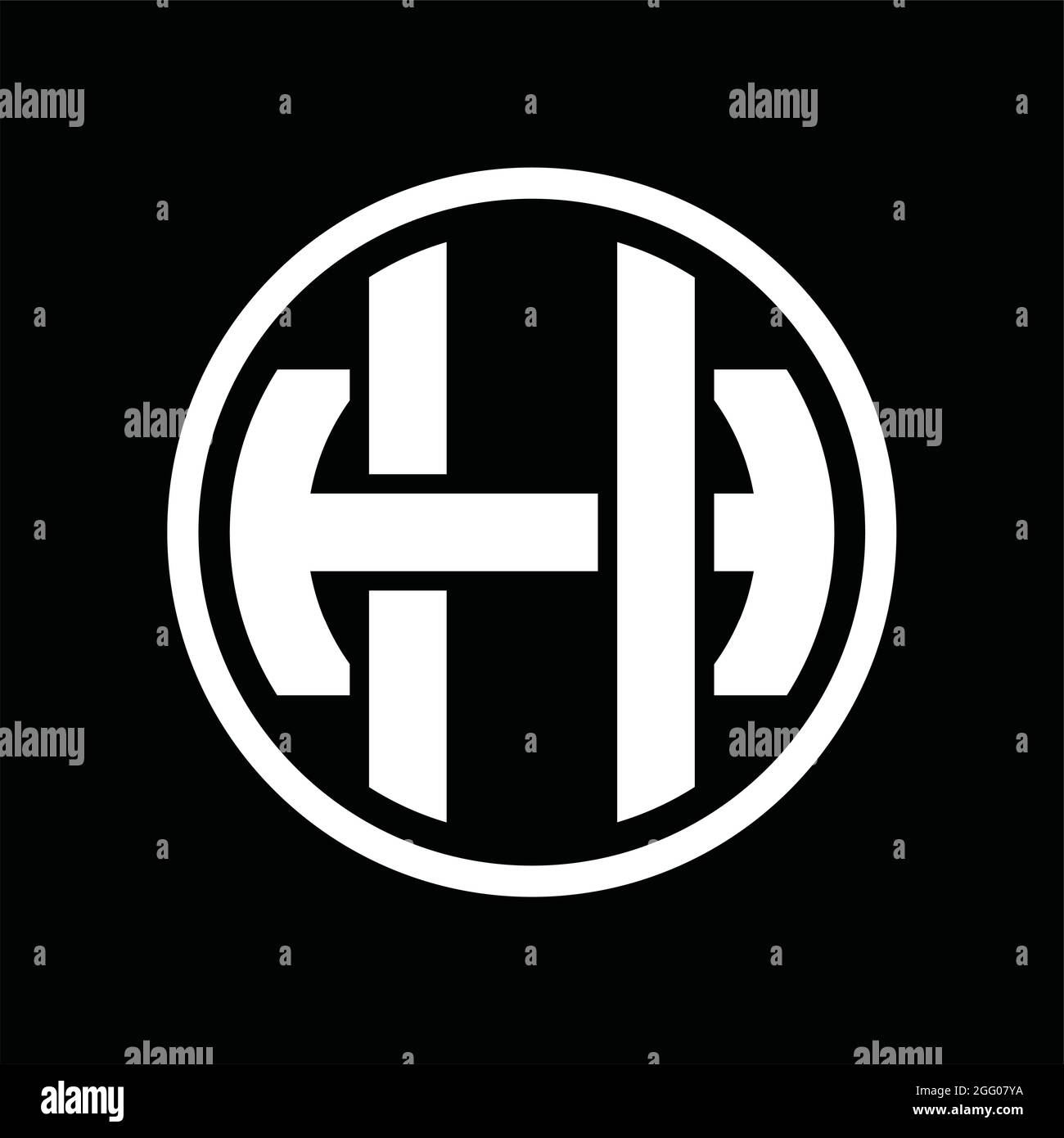 Logo HH monogramma con modello vintage sovrapposto Illustrazione Vettoriale
