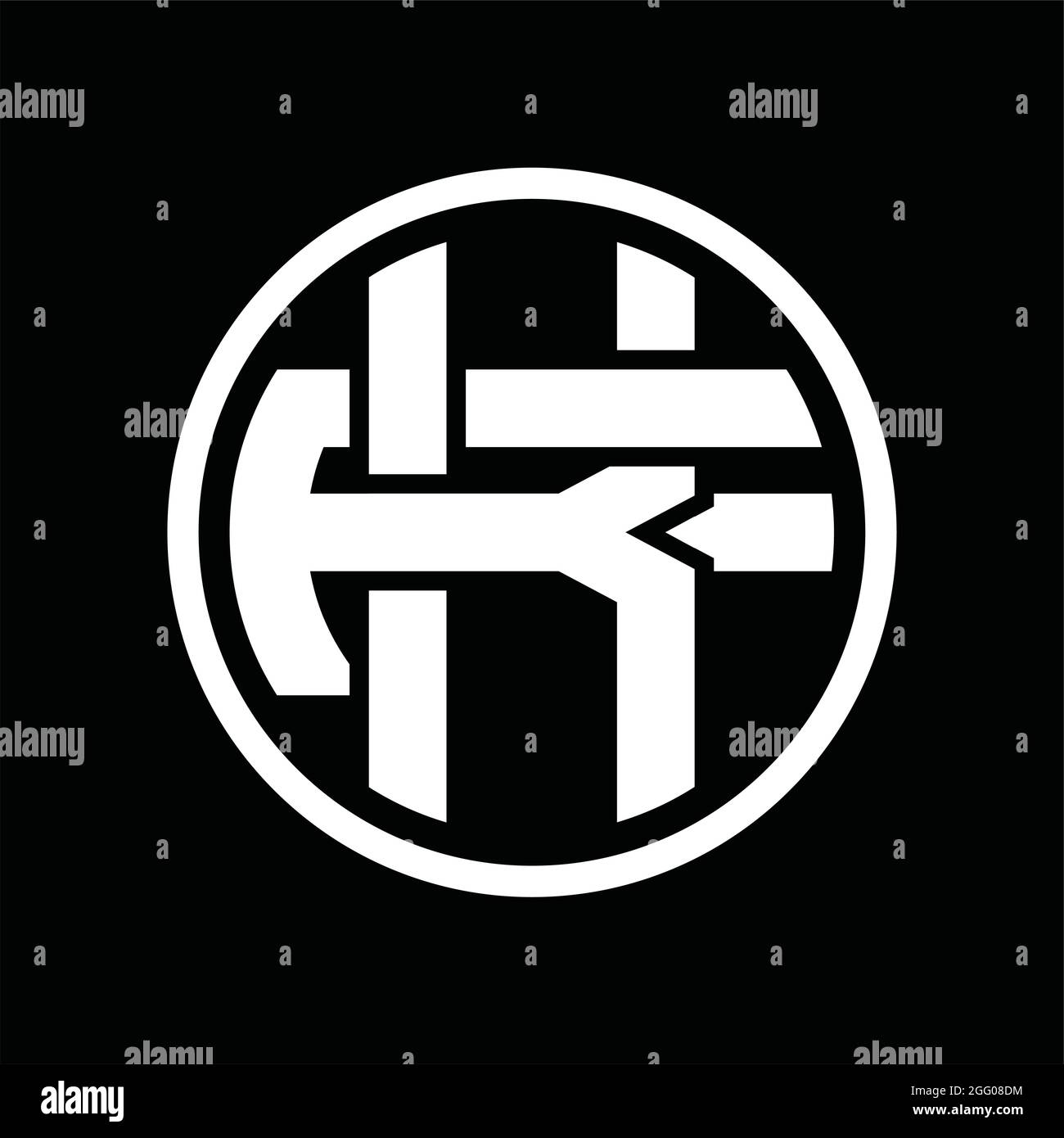 Monogramma con logo KF con modello vintage sovrapposto Illustrazione Vettoriale