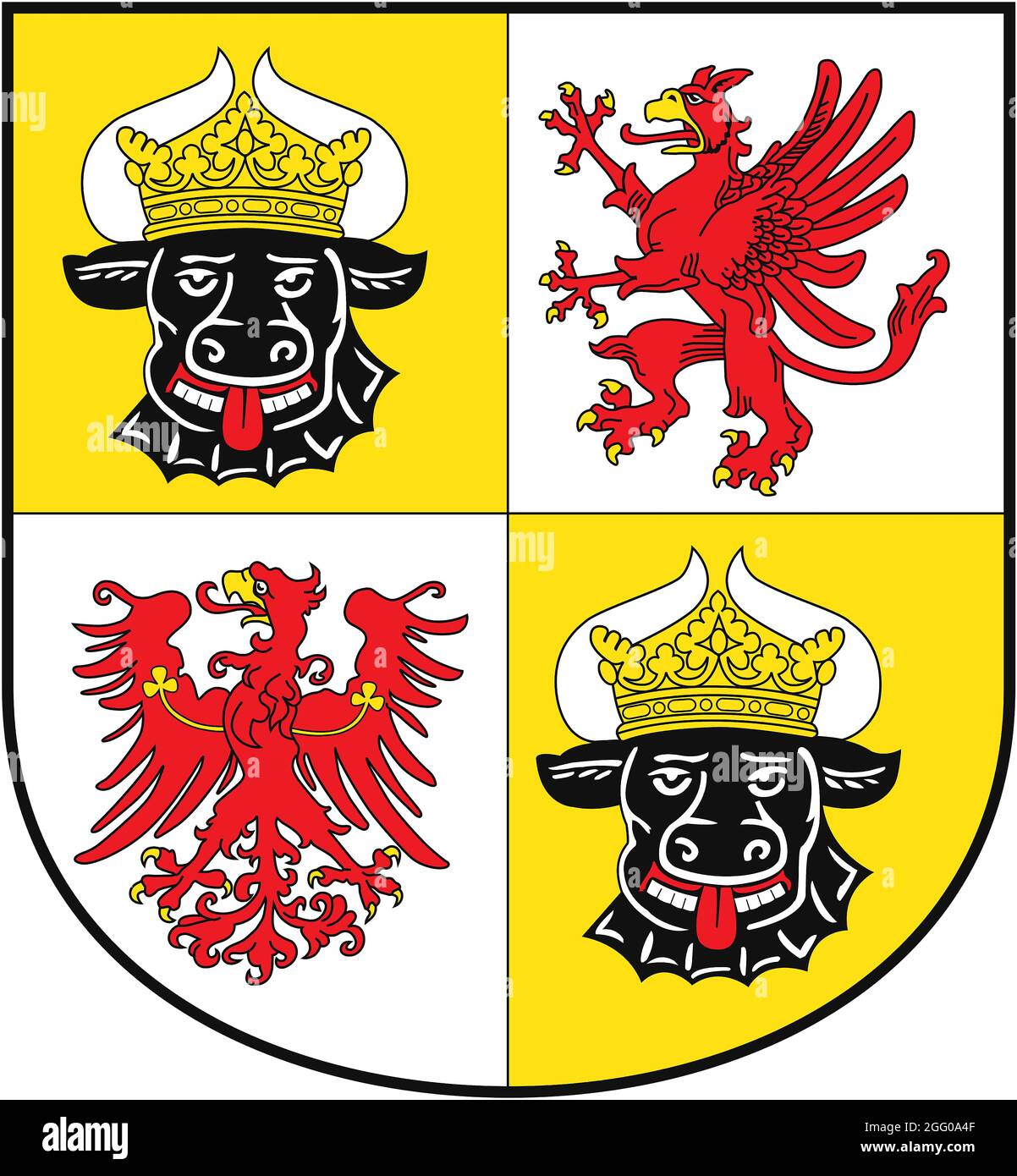 Stemma dello stato tedesco Meclemburgo-Pomerania occidentale - Germania. Foto Stock
