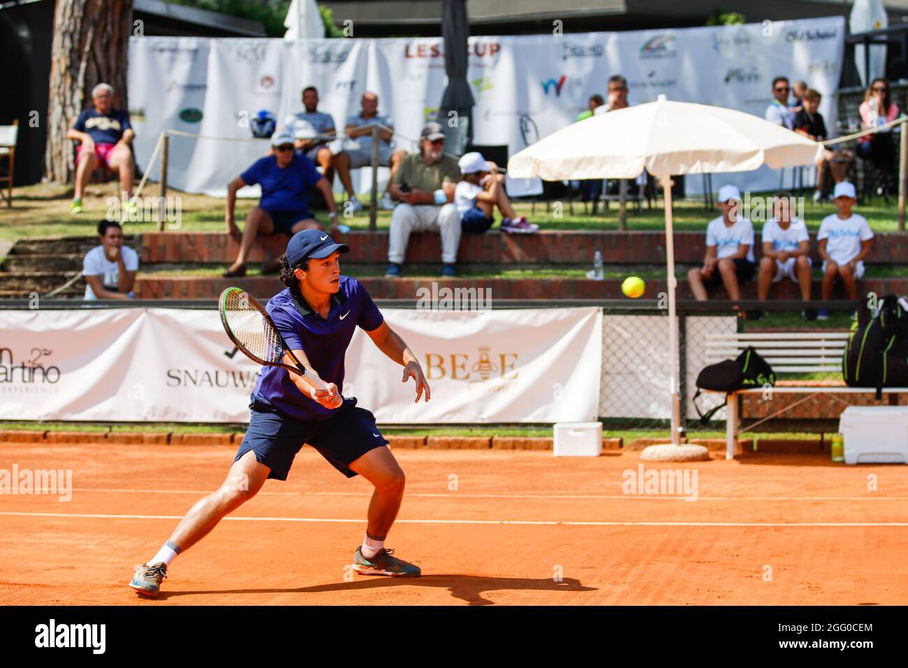 Harold Mayot dalla Francia durante la Coppa Lesa 2021 - ITF, Tennis Internationals a Lesa (NO), Italia, Agosto 27 2021 Foto Stock