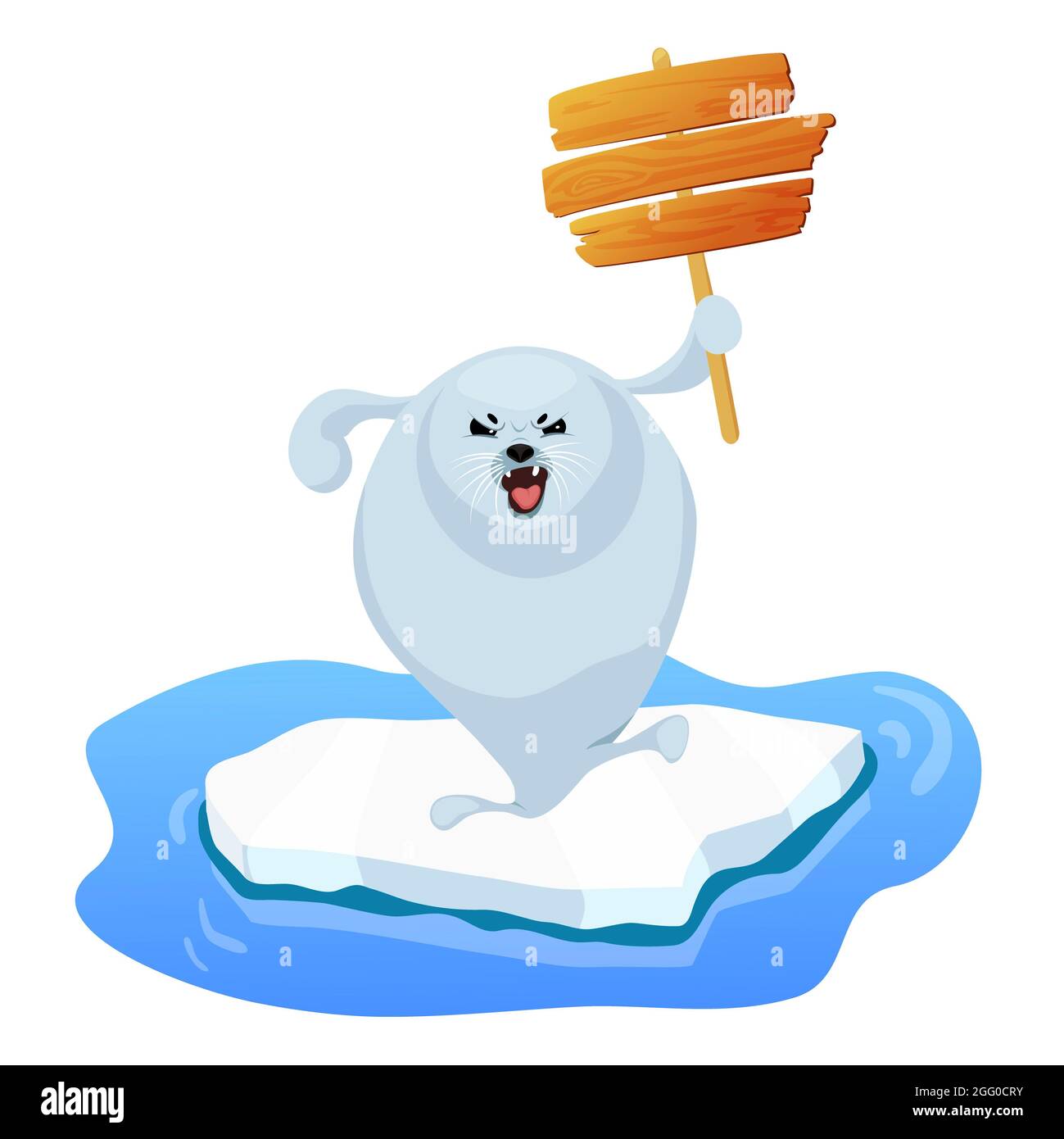 Sigillo che protesta contro il cambiamento climatico, illustrazione concettuale. Foto Stock