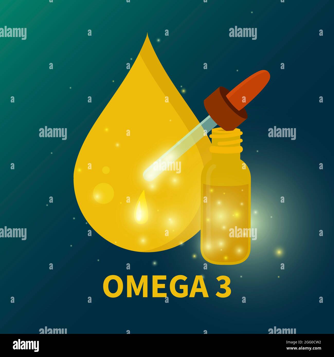 Omega 3 olio di pesce goccia supplemento, illustrazione concettuale. Foto Stock