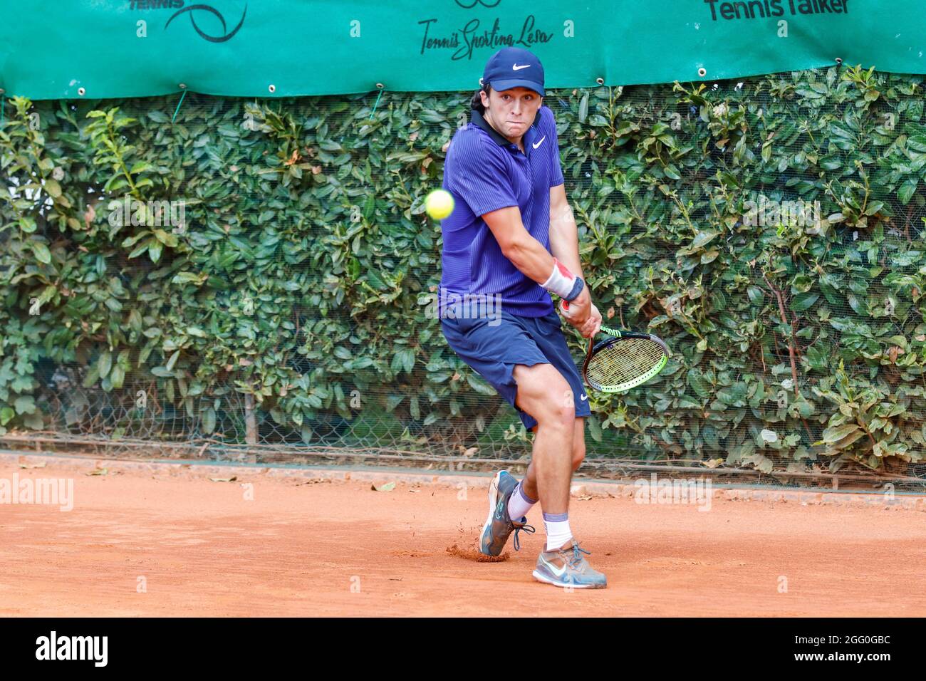 Sporting Tennis Lesa, Lesa (NO), Italy, August 27, 2021, Harold Mayot dalla Francia durante la Coppa Lesa 2021 - ITF - Tennis Internationals Foto Stock