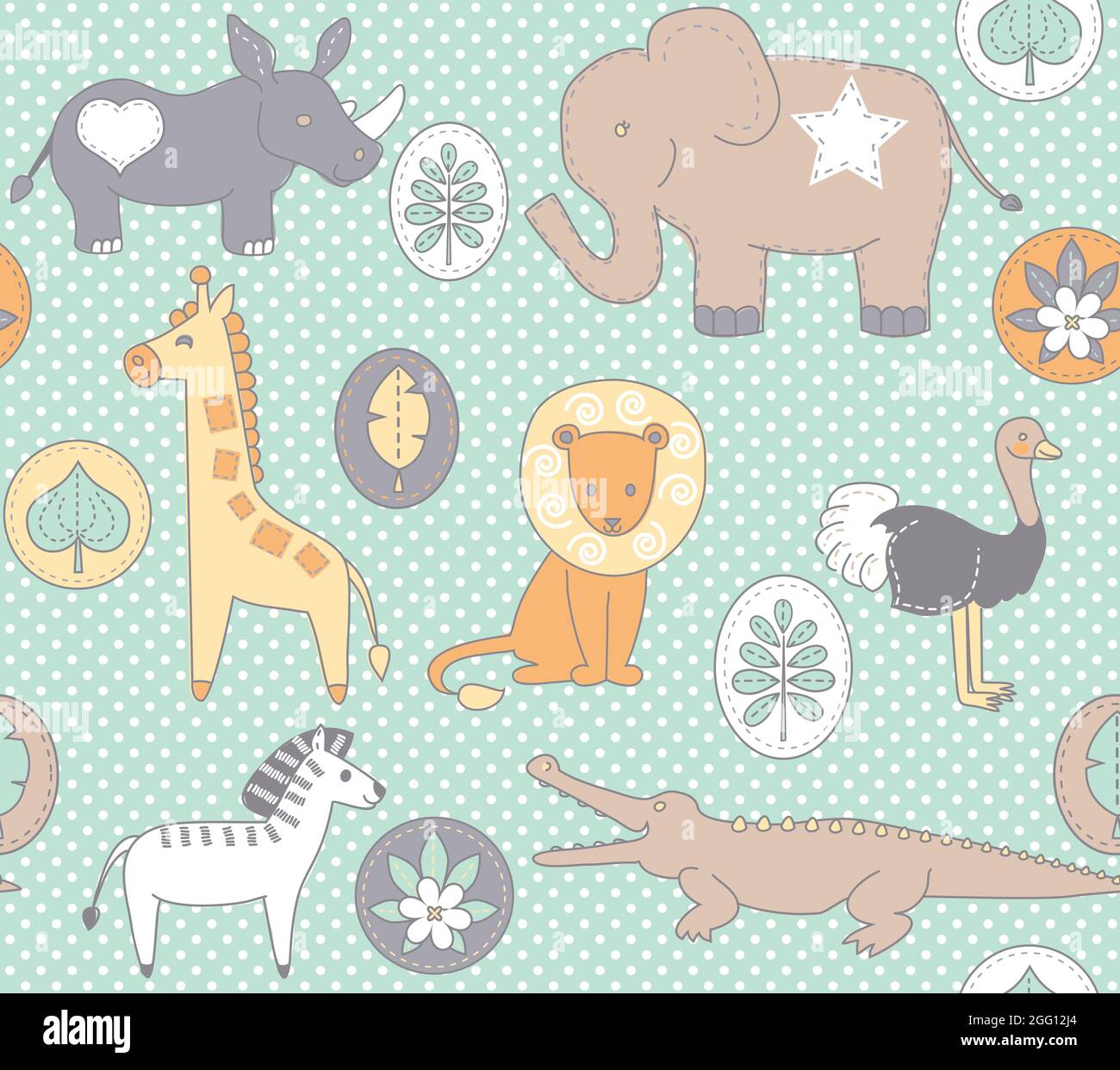 Soft Safari Seamless Vector Pattern Illustrazione Vettoriale