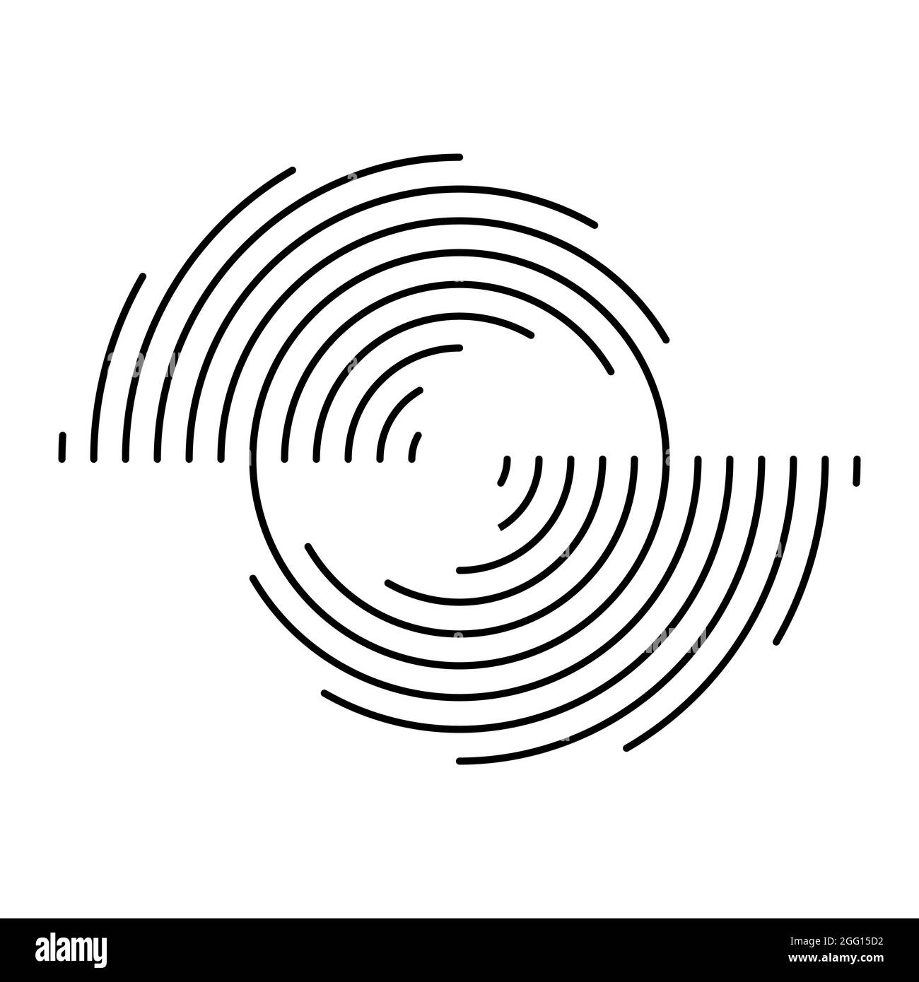 Strisce concentriche nere in forma rotonda. Art. Geometrico elemento di design per cornice bordo, logo rotondo, tatuaggio oscurante, segno, simbolo, pagine web, stampe Illustrazione Vettoriale Strisce concentriche nere in forma rotonda. Art. Geometrico elemento di design per cornice bordo, logo rotondo, tatuaggio oscurante, segno, simbolo, pagine web, stampe Illustrazione Vettoriale