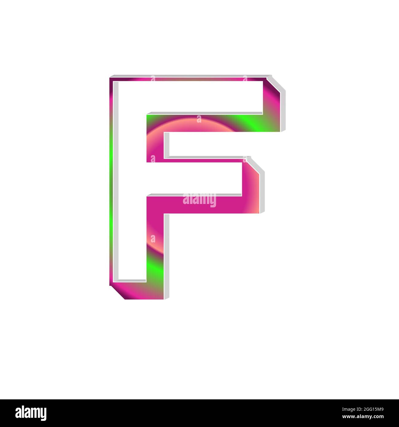 Lettera maiuscola F texture colorata 3D astratto bello sfondo bianco Foto Stock