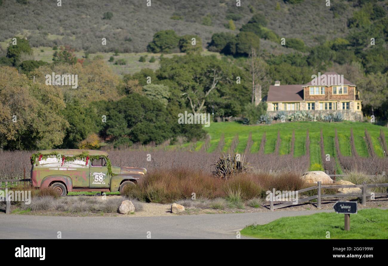 La Gundlach Bundschu Winery, la più antica azienda vinicola della California a conduzione familiare (1858), Sonoma CA Foto Stock