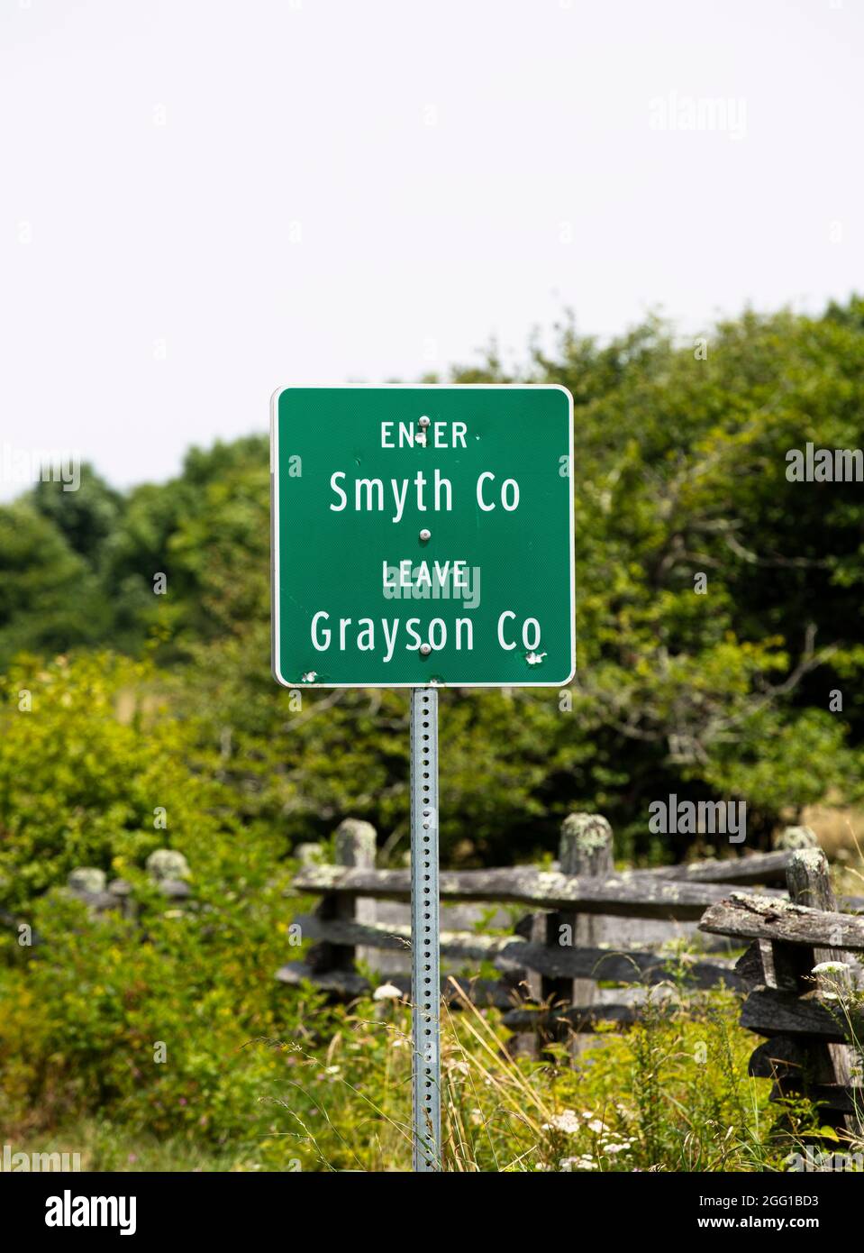 Linea della contea di Smyth e della contea di Grayson in Virginia Foto Stock