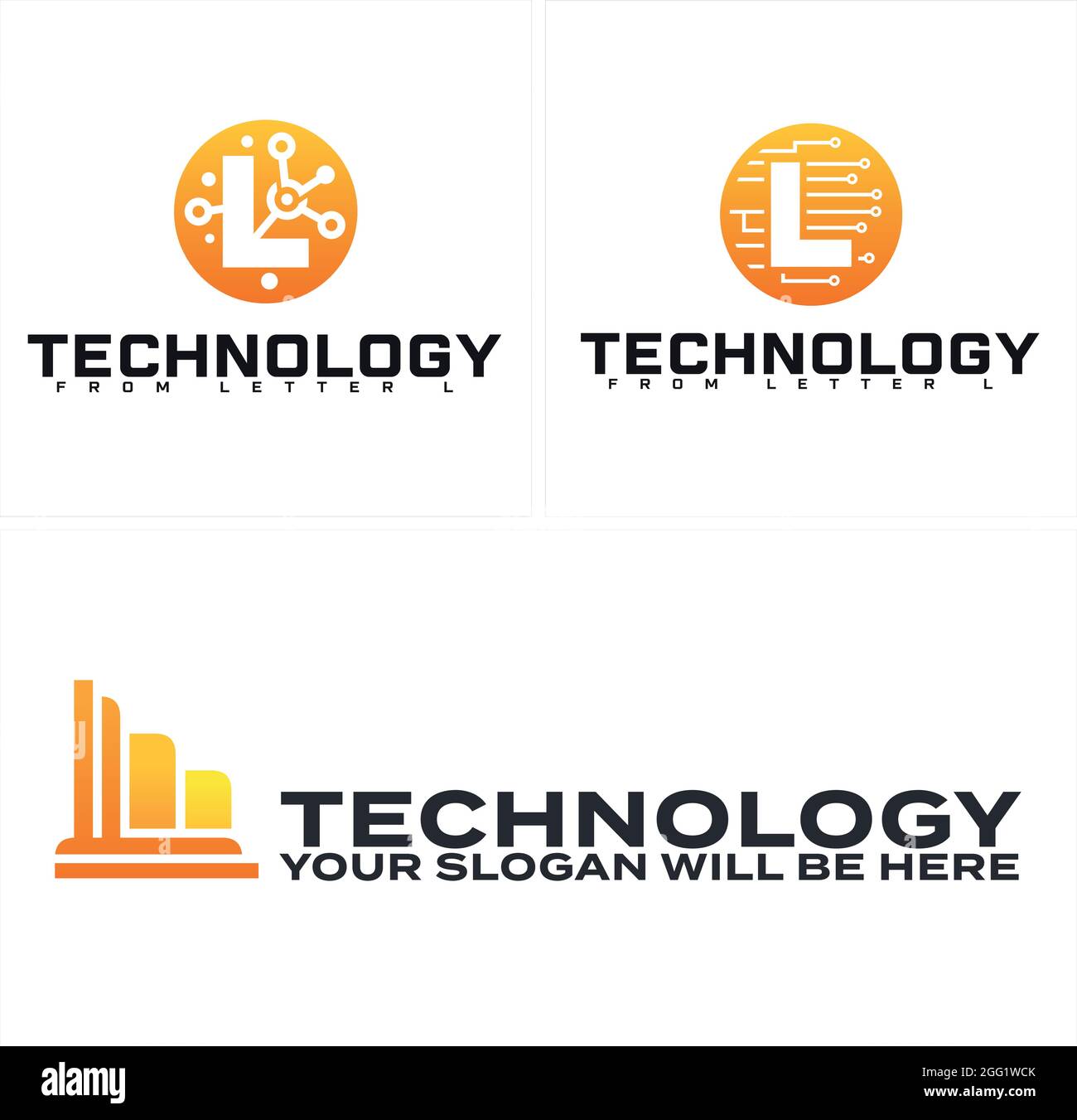 Tecnologia logo simbolo vettore icona lettera L linea circuito e grafico a barre icona Illustrazione Vettoriale