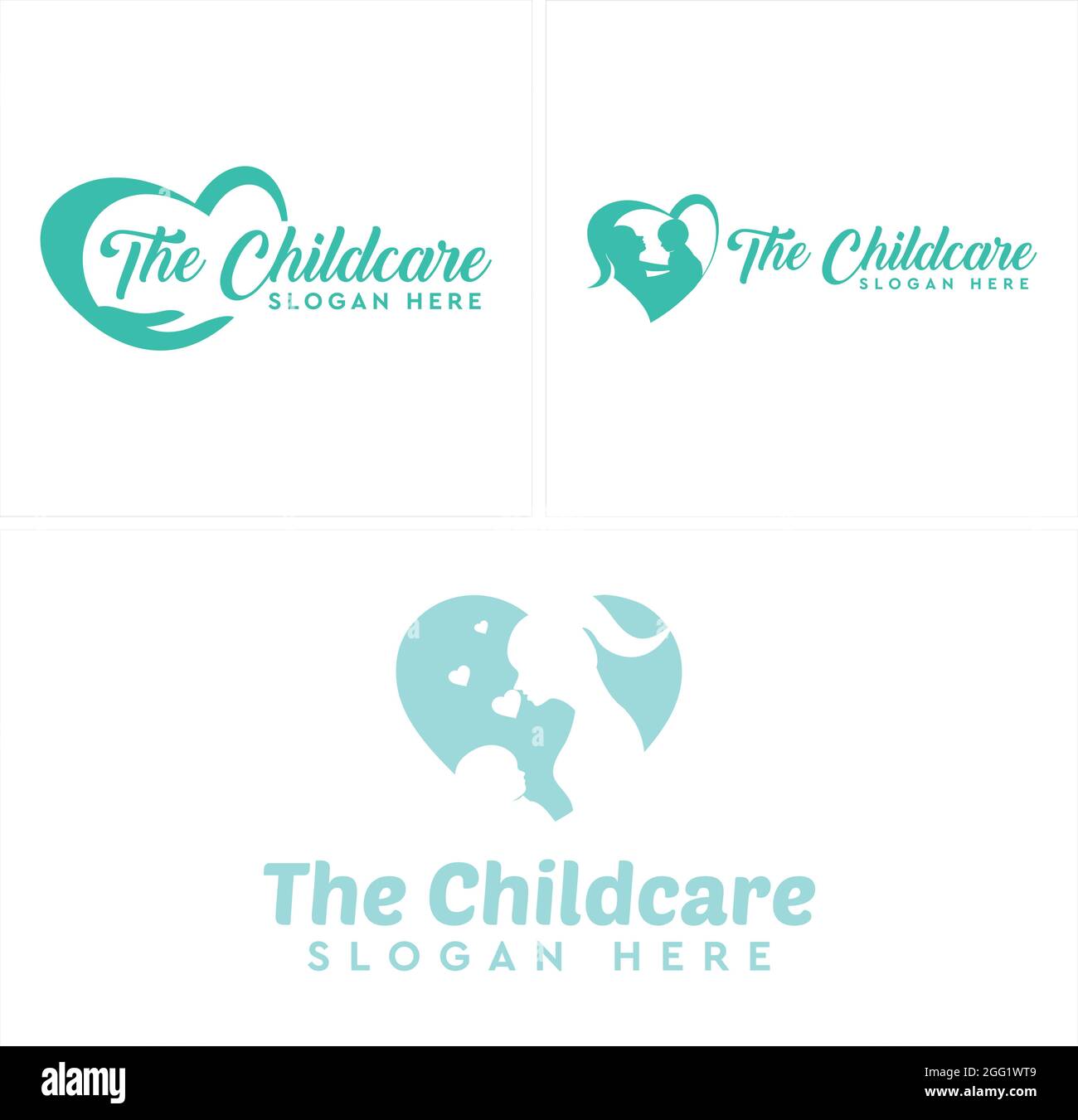 Assistenza all'infanzia caregivers nanny servizio logo design Illustrazione Vettoriale