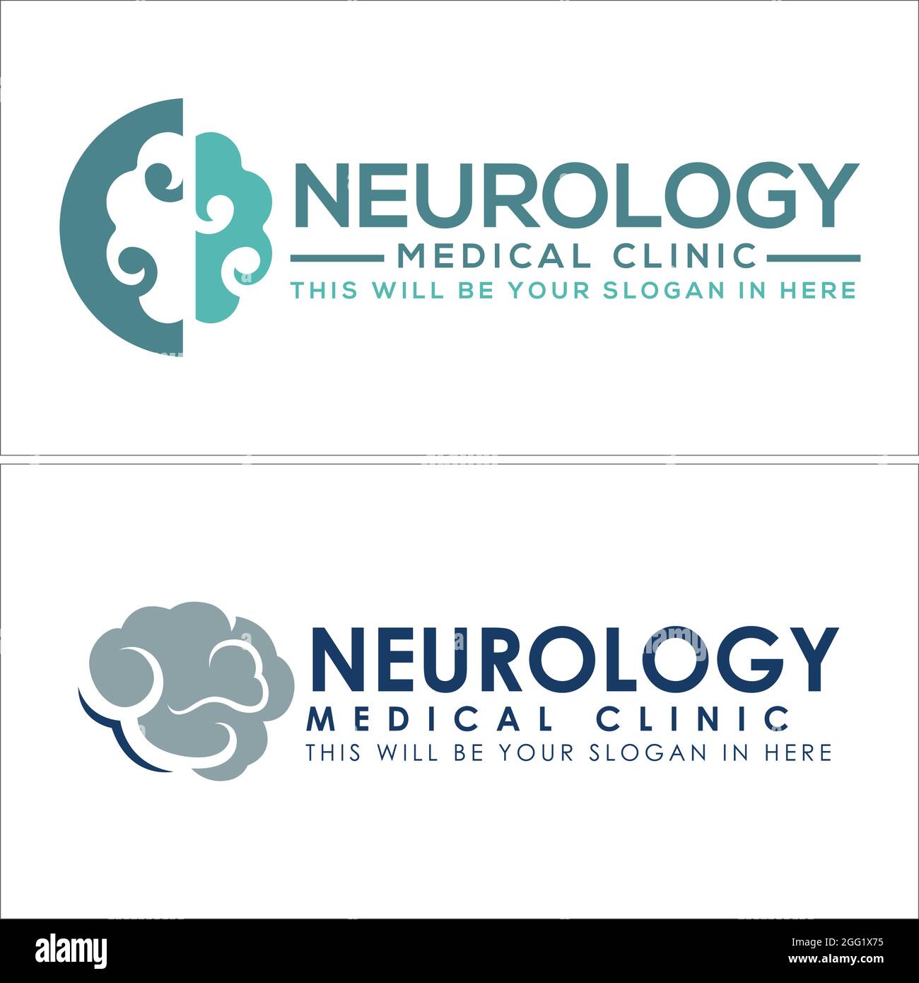 Logo medico neurologico con vettore icona cerebrale Illustrazione Vettoriale