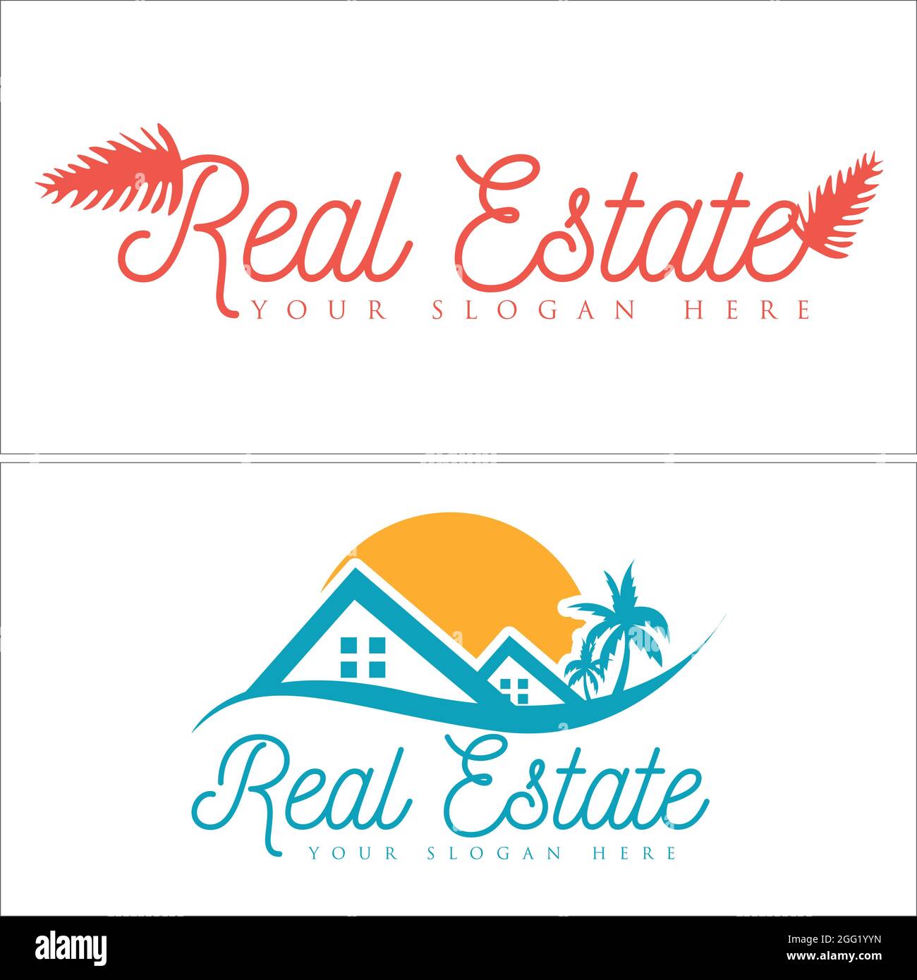 Immobiliare edificio casa resort logo design Illustrazione Vettoriale