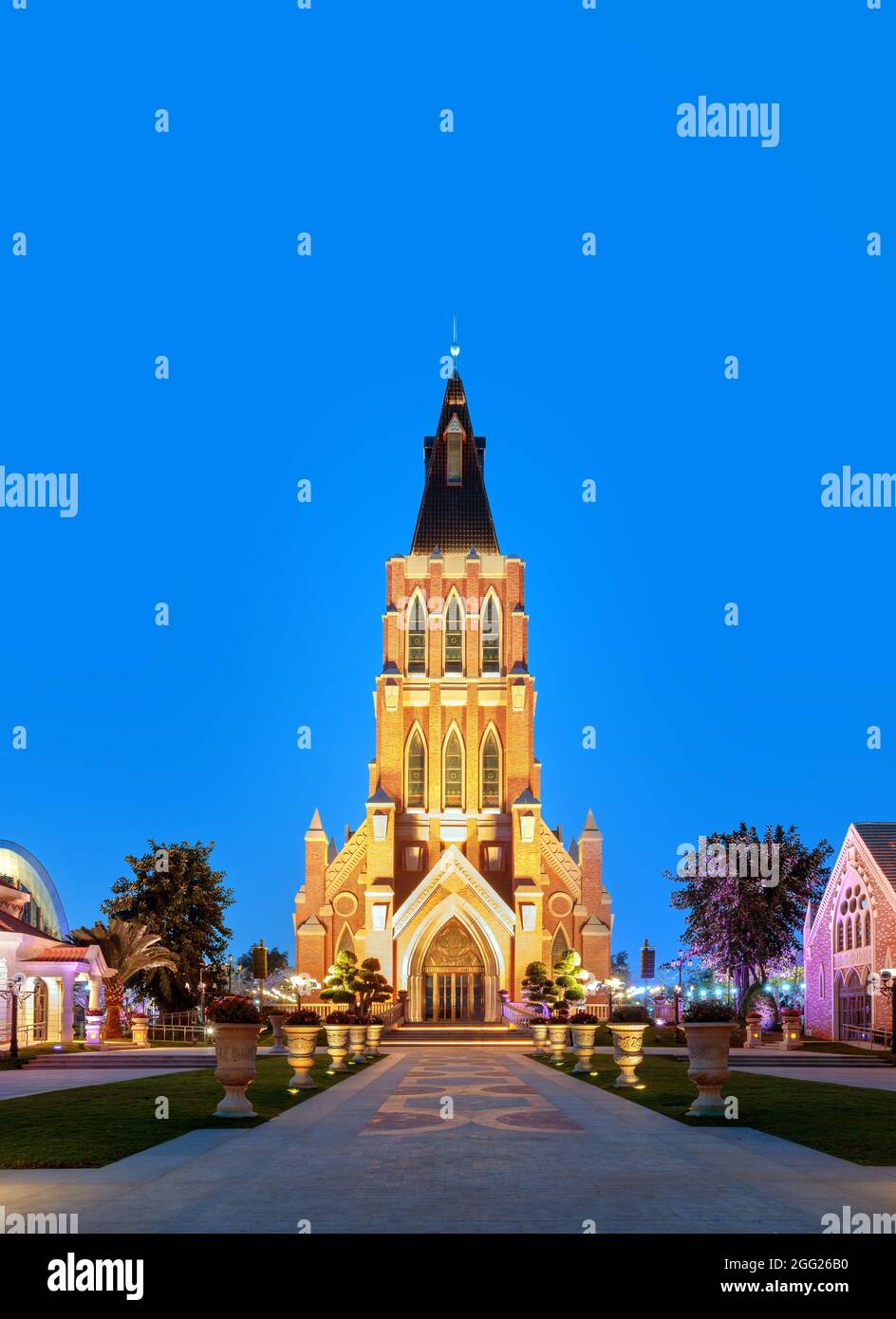 L'edificio della chiesa sull'Isola di Haihua, Hainan, Cina Foto Stock