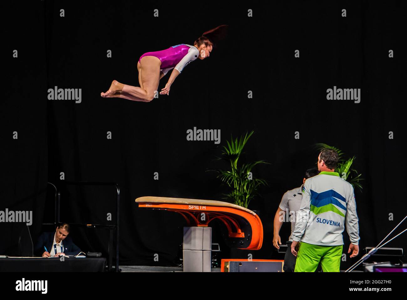 Sloveno Tjasa Kysselef in azione durante la Melbourne Artistic Gymnastics World Cup 2019 alla John Cain Arena. Foto Stock