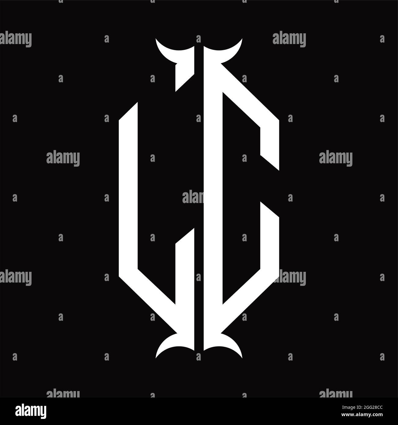 Logo LC monogramma con modello a forma di corno Illustrazione Vettoriale