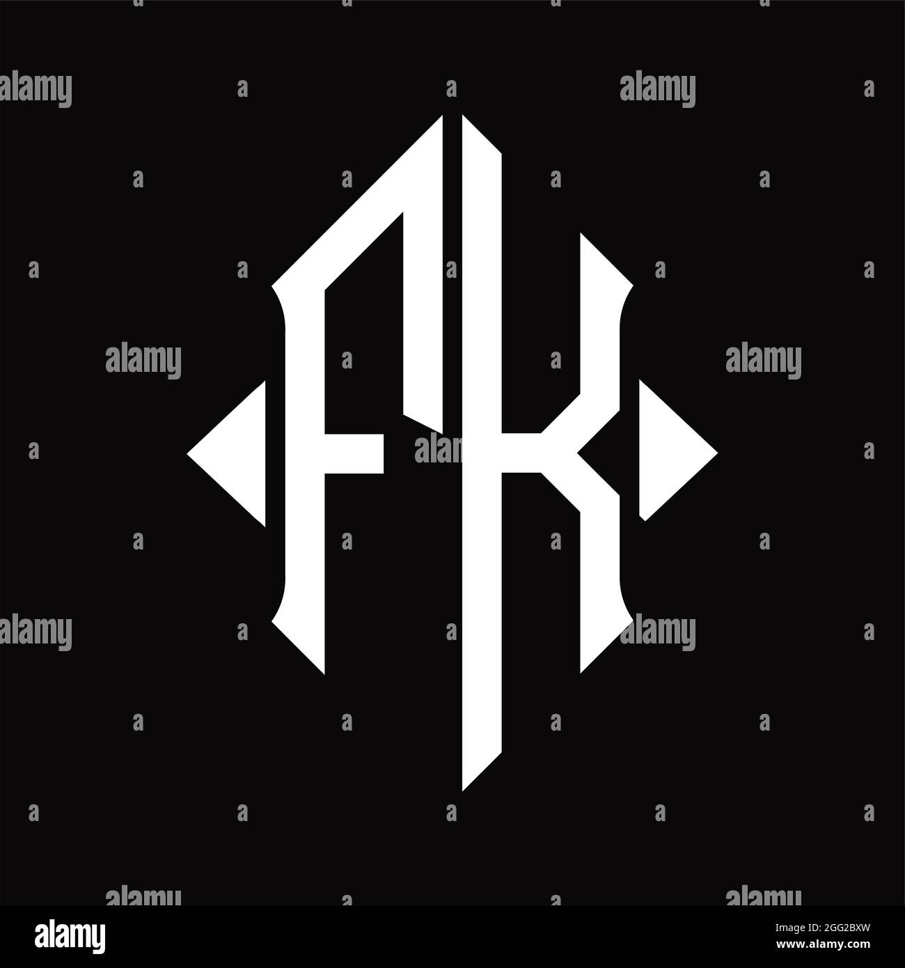 Logo FK monogramma con maschera di design con schermo isolato nero su sfondo Illustrazione Vettoriale