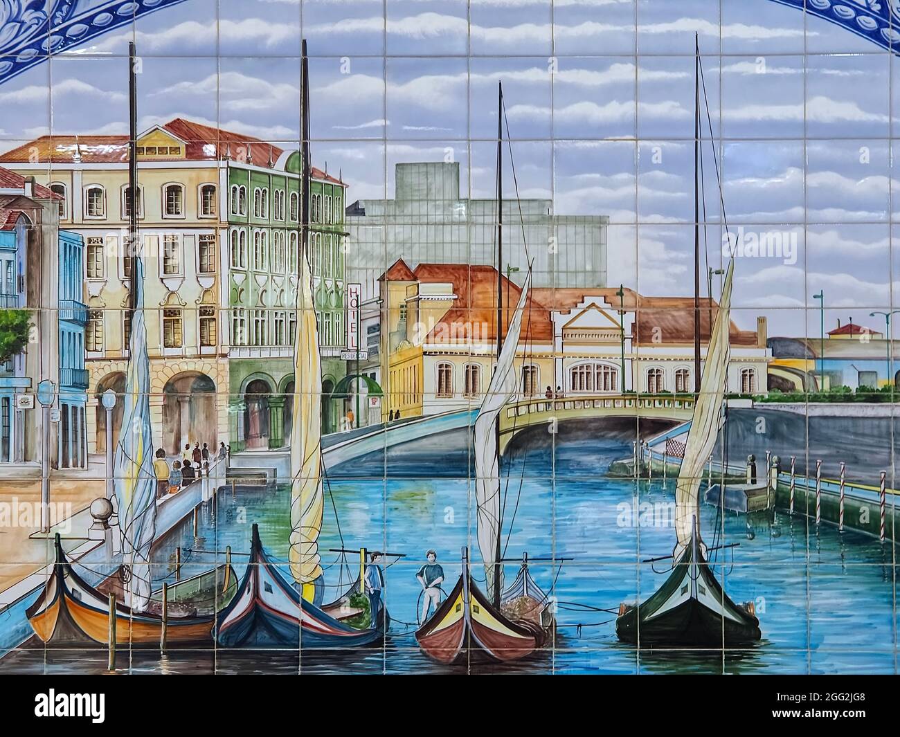 Piastrelle colorate del Portogallo - -paesaggio urbano di Aveiro Foto Stock