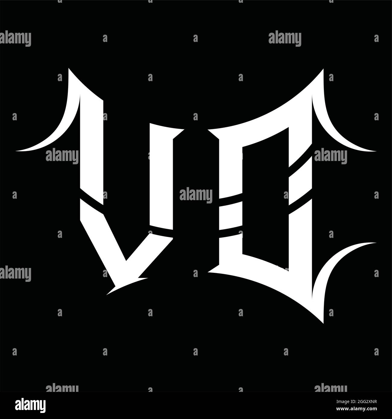 VO Logo monogramma con forma astratta modello di disegno in nero Illustrazione Vettoriale