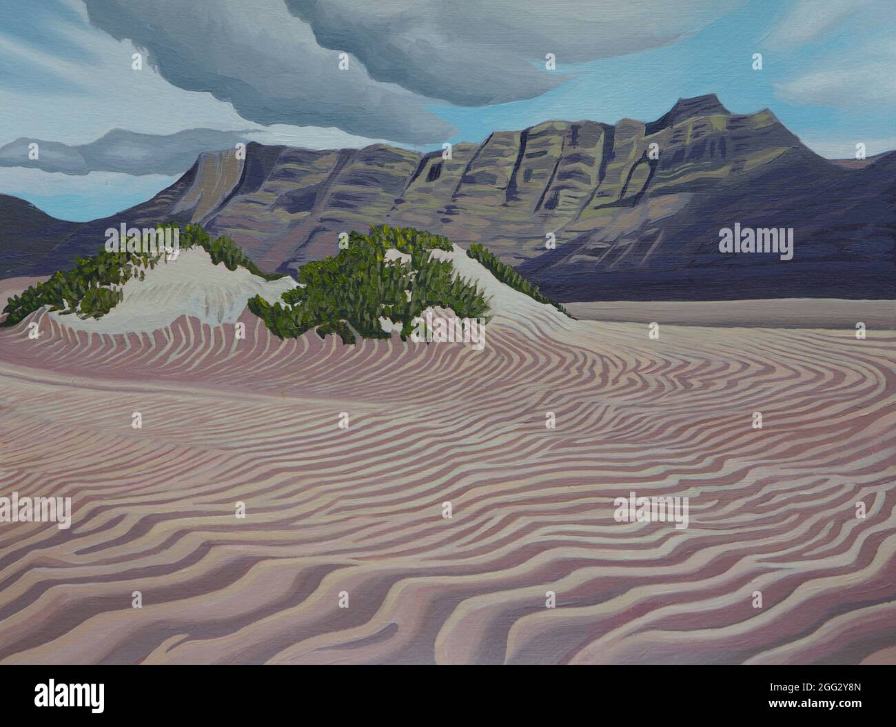 Pittura paesaggistica delle dune di sabbia di Famara a Lanzarote Foto Stock