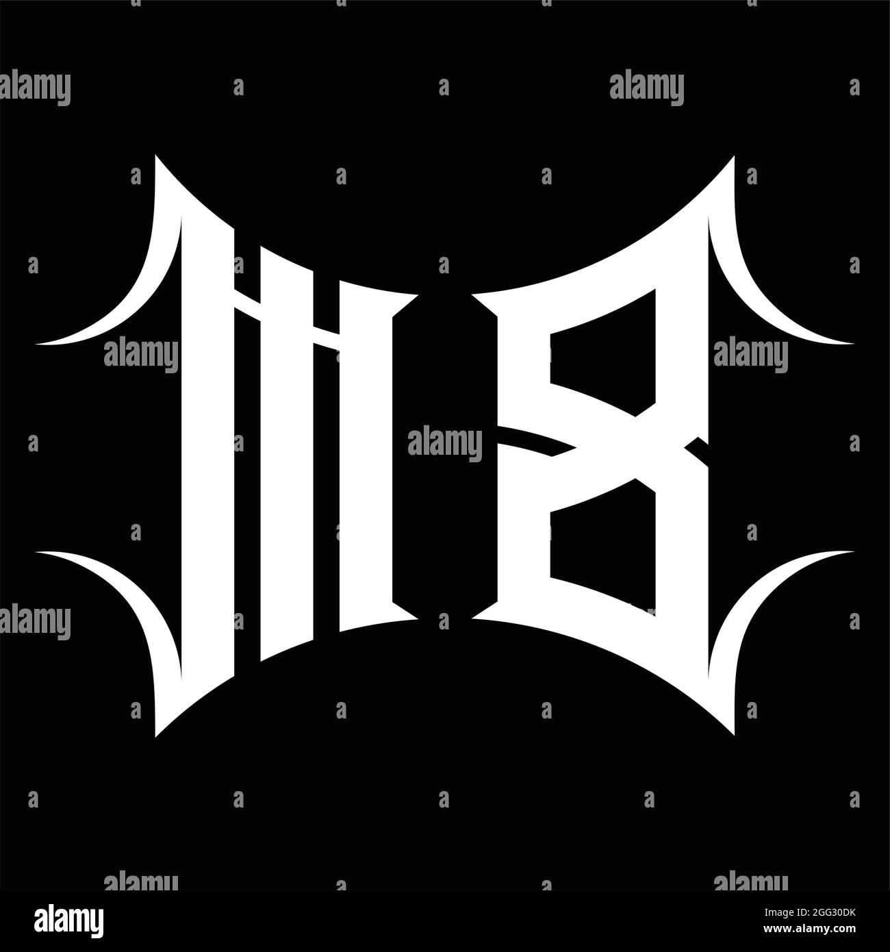 Logo MB monogramma con modello di disegno in nero dalla forma astratta Illustrazione Vettoriale