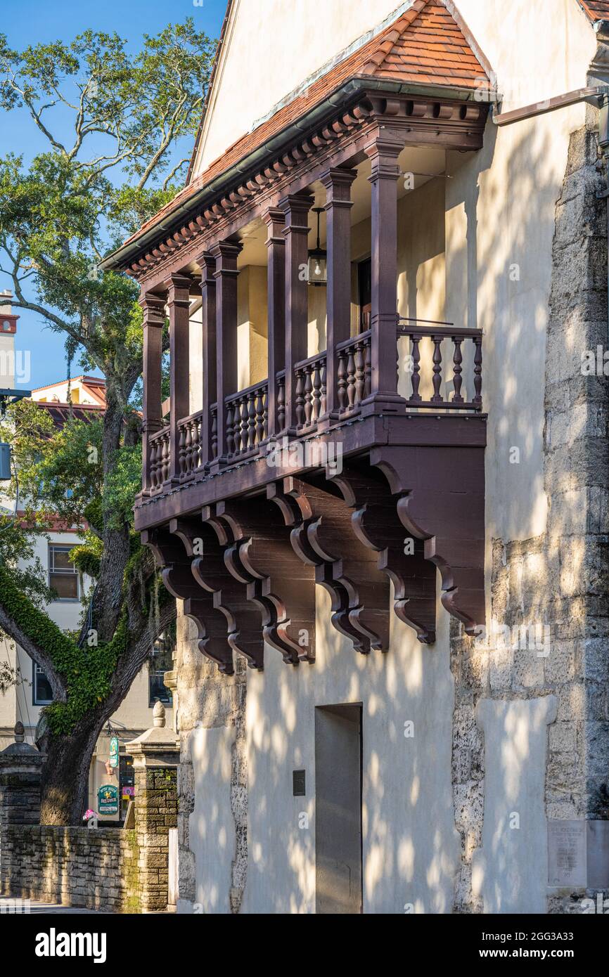 Il Governor's House Cultural Center e il Museo di fronte a Plaza de la Constitucion nella storica città vecchia di St. Augustine, Florida. (USA) Foto Stock