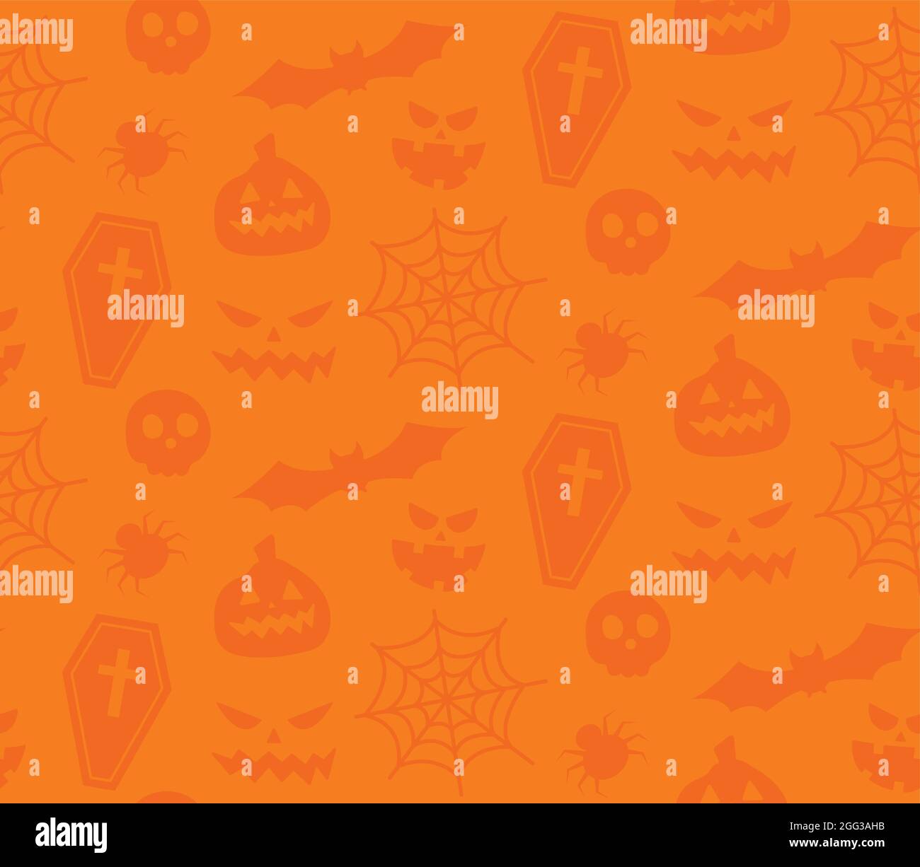 Ripetizione senza giunture con simboli di Halloween. Design di silhouette per la festa di Halloween. Per cartolina, tessuto, banner, modello, confezione Illustrazione Vettoriale