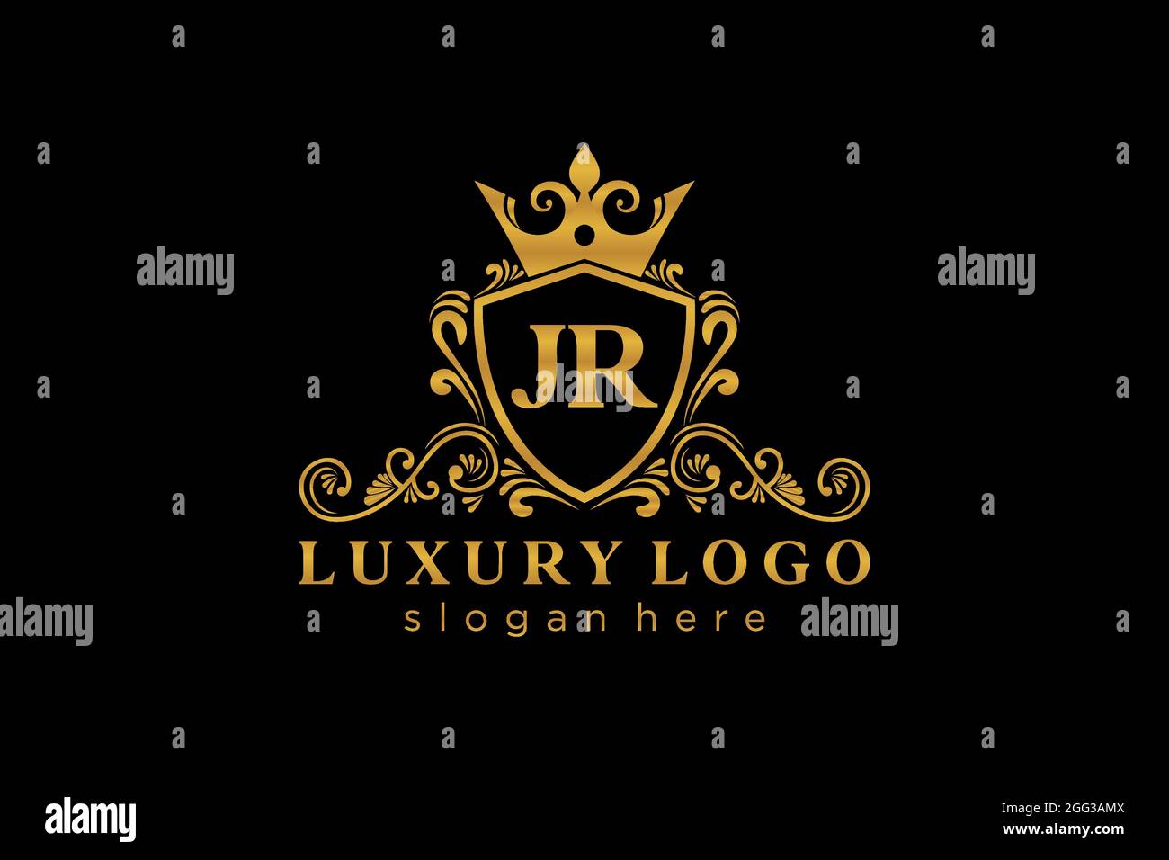 Modello logo JR Letter Royal Luxury in arte vettoriale per ristoranti, Royalty, Boutique, Cafe, Hotel, Araldica, Gioielli, Moda e altri vettori illustratore Illustrazione Vettoriale