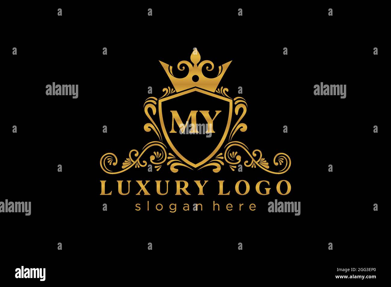MODELLO MY Letter Royal Luxury Logo in Vector Art per Ristorante, Royalty, Boutique, Cafe, Hotel, Araldica, Gioielli, Moda e altri vettori illustratore Illustrazione Vettoriale