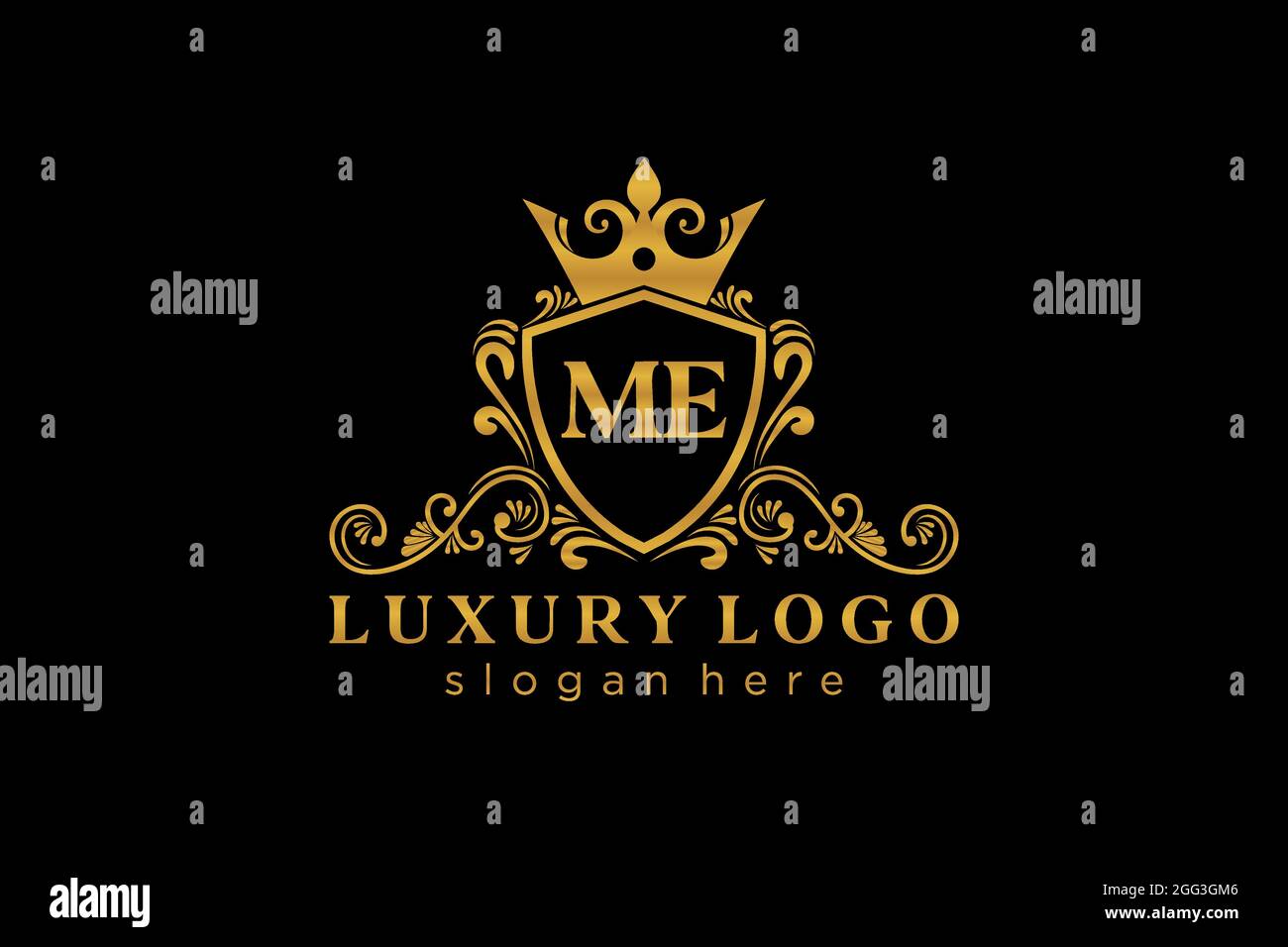 MODELLO DEL logo ME Letter Royal Luxury in Vector Art per Ristorante, Royalty, Boutique, Cafe, Hotel, Araldica, Gioielli, Moda e altri vettori illustratore Illustrazione Vettoriale