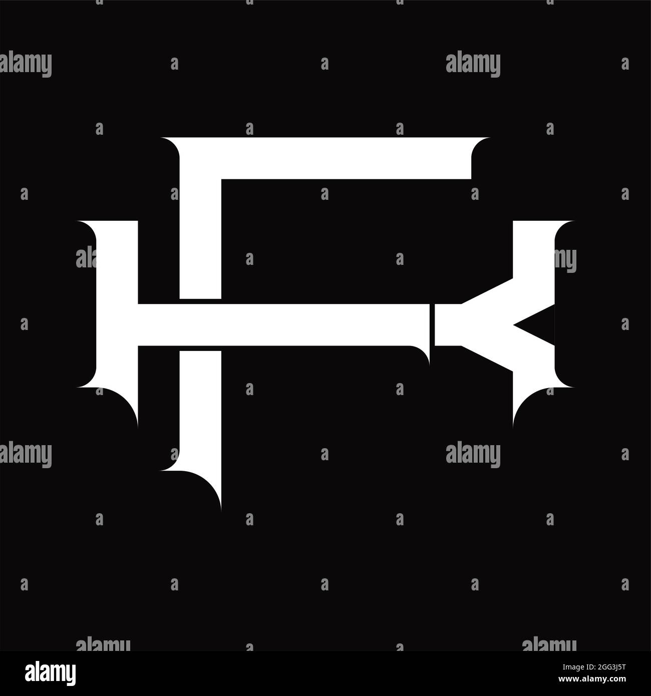 Monogramma con logo KF con modello di disegno in nero a forma di fetta Illustrazione Vettoriale