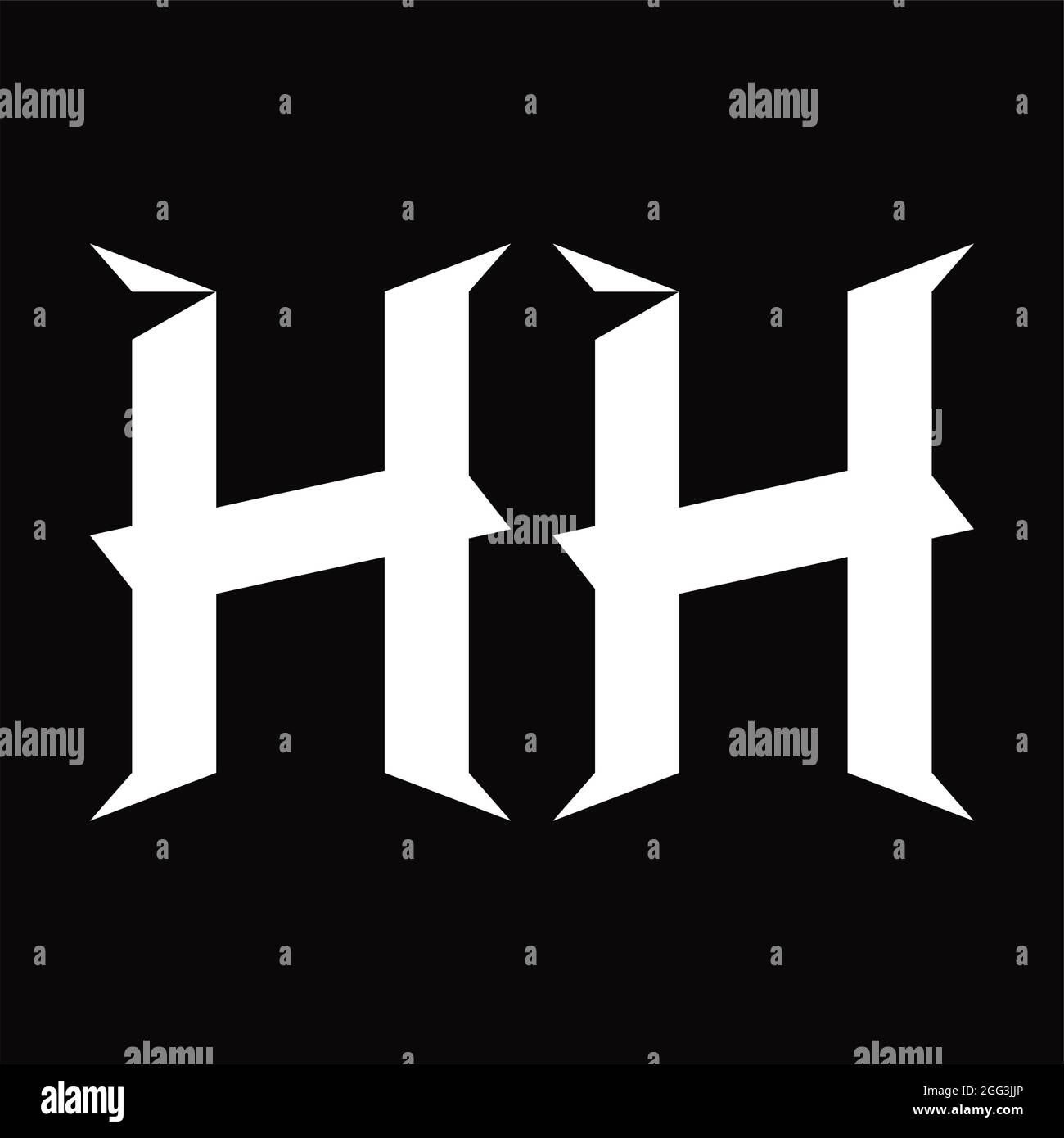 Monogramma con logo HH con modello di disegno in nero a forma di sezione Illustrazione Vettoriale